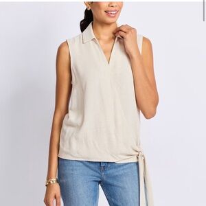 Market & Spruce Dido Linen Blend Blouse Beige